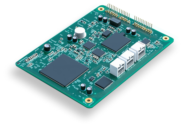 3D rendered assembled PCB